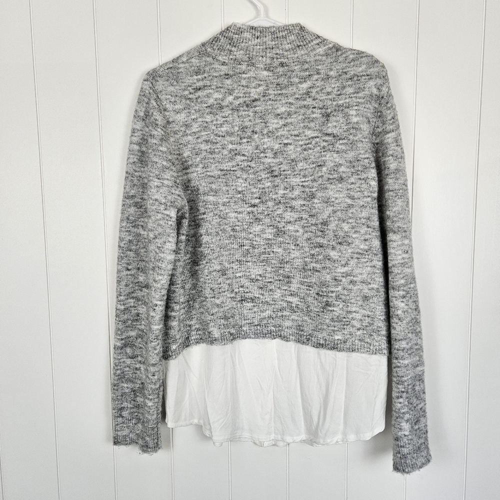 Jessica Simpson Sweater Heathered Gray Layered Look Mock Neck Womens L - Picture 4 of 8